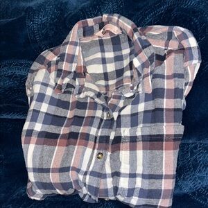 EUC SO Plaid Button Down Shirt - Blue and Pink